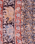Women's Hand Block Printed Kalamkari Elephant and Floral Motif Cotton Dupatta - Multi