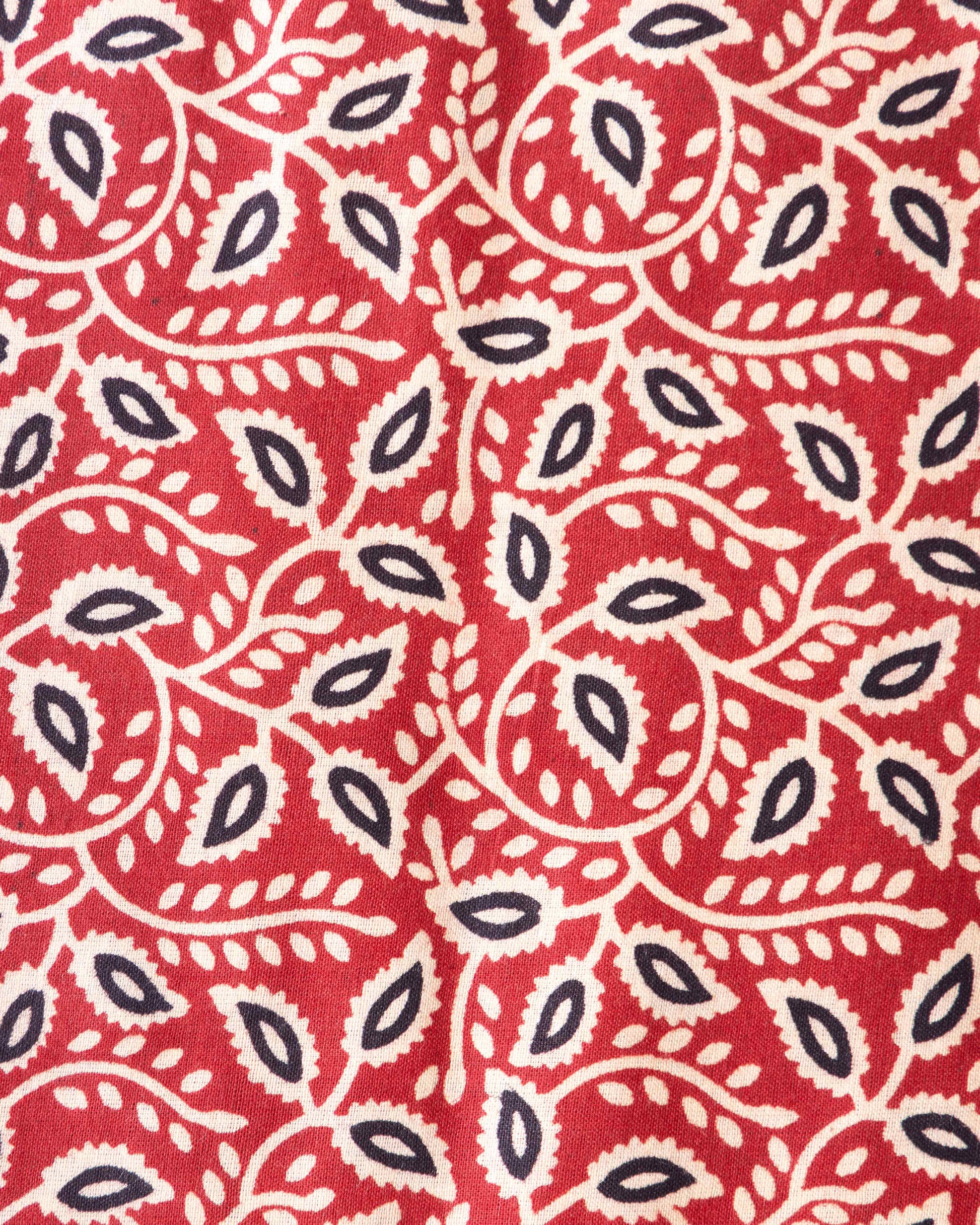 Women's Hand Block Printed Unstitched Blouse Material - Red