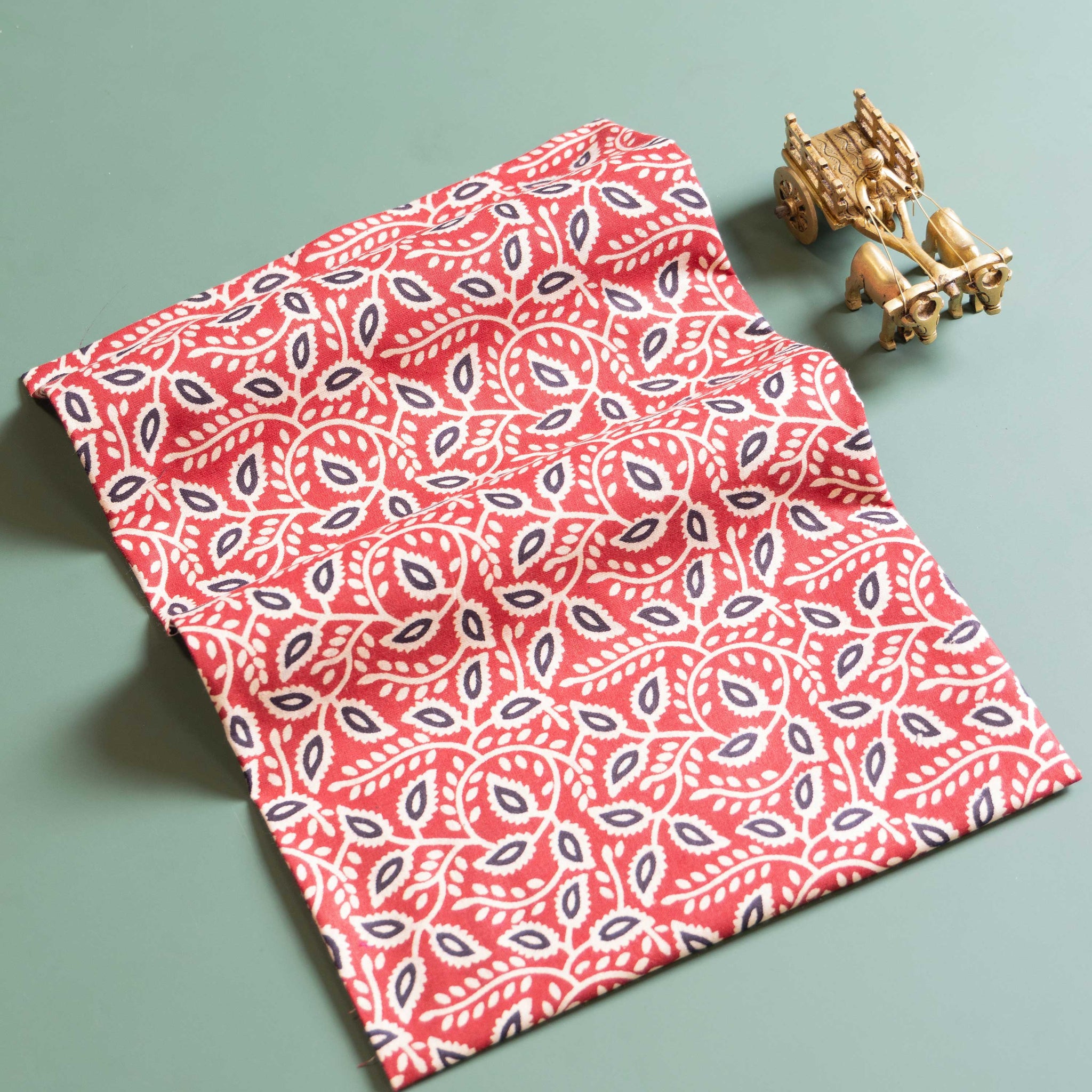 Women's Hand Block Printed Unstitched Blouse Material - Red