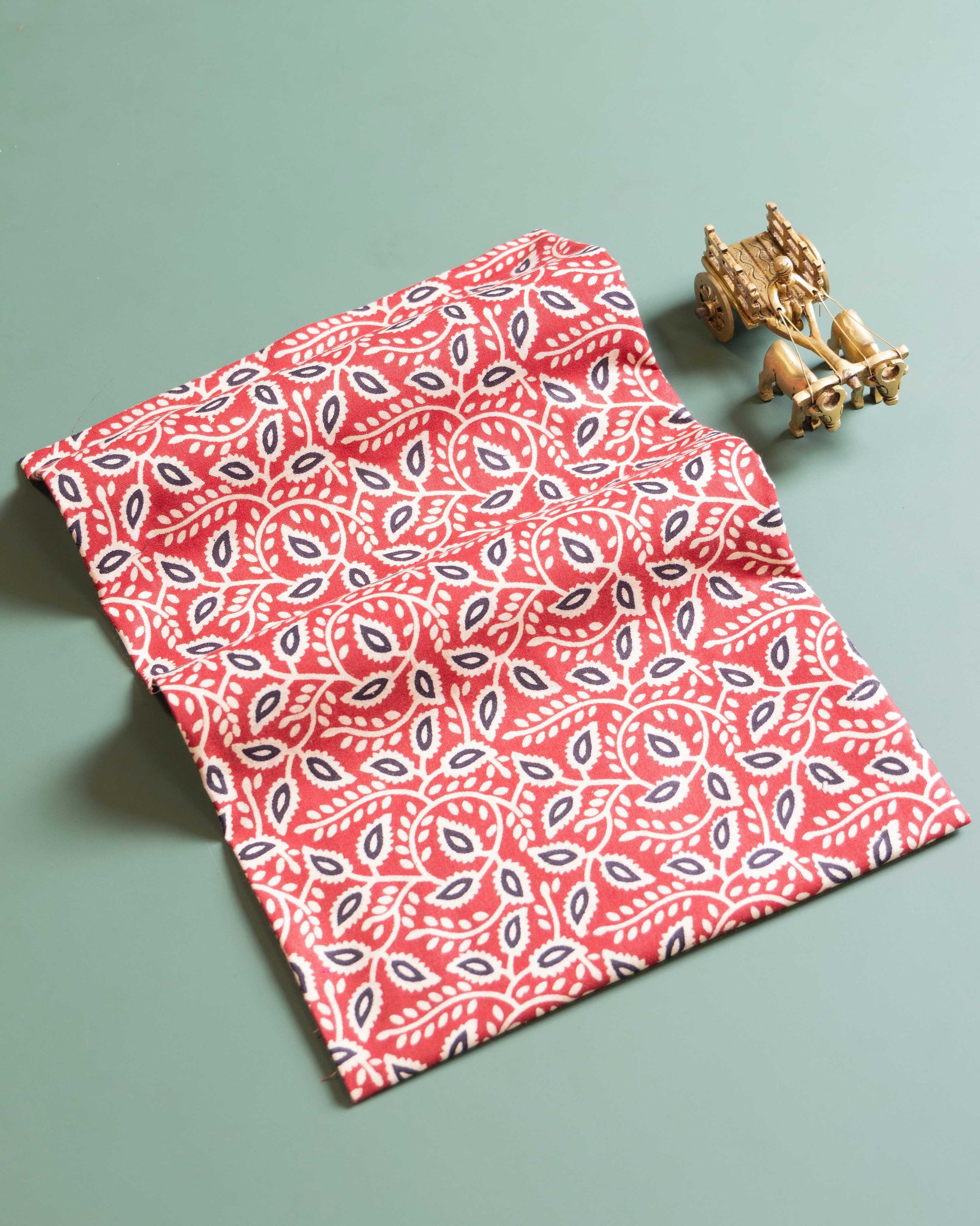 Women's Hand Block Printed Unstitched Blouse Material - Red