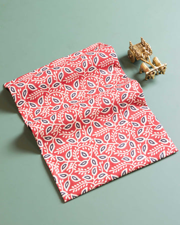 Women's Hand Block Printed Unstitched Blouse Material - Red