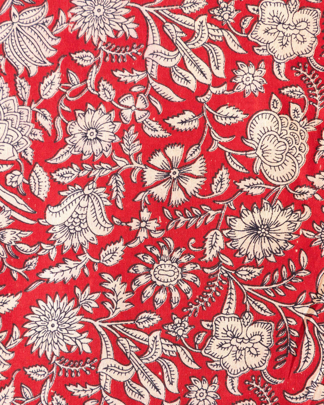 Women's  Hand block Printed Floral Blouse Material - Red