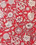 Women's  Hand block Printed Floral Blouse Material - Red