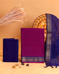 Elegant Women’s Salwar Suit Material Set Top 2.5 Mtr, Pant 2 Mtr & Dupatta 2.25 Mtr with Woven Border, Purple