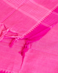 Women's Handloom Cotton Salwar Suit Set with Woven Border and Tasseled Dupatta - Pink