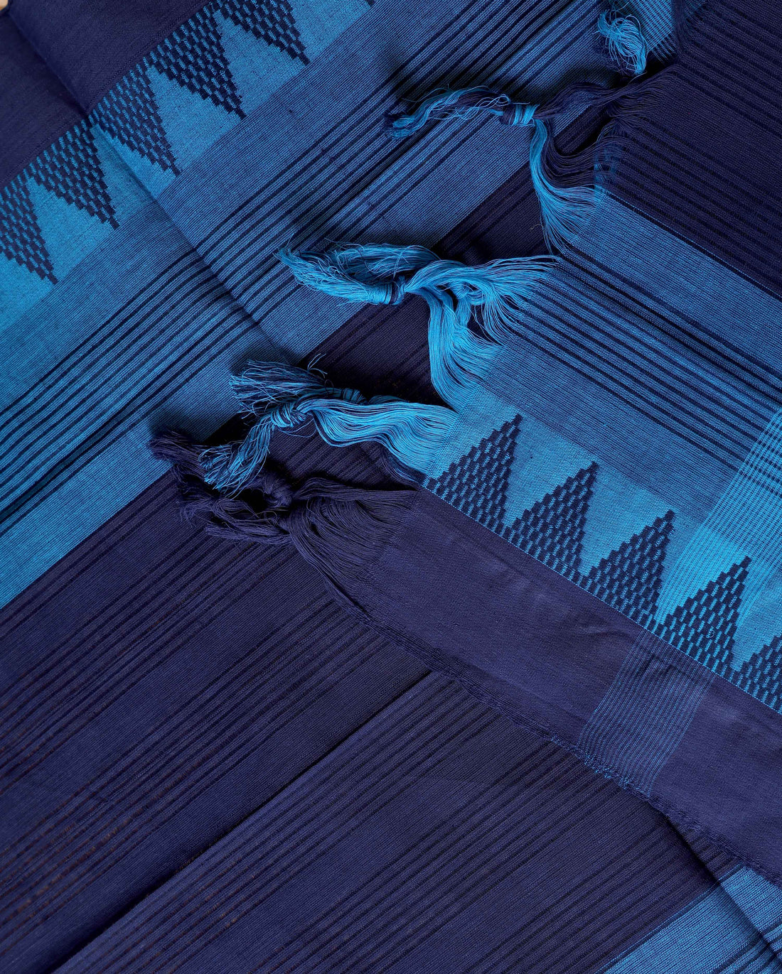 Women's Handloom Cotton Unstitched Salwar Suit Material with Woven Border and Patterned Dupatta - Blue