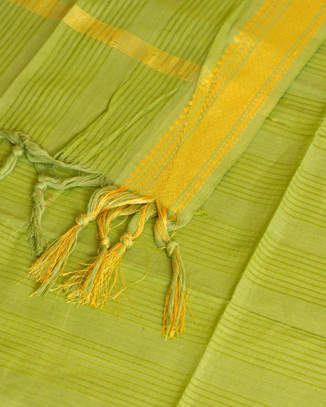 Women's Handloom Cotton Unstitched Salwar Suit Material with Zari Border - Green