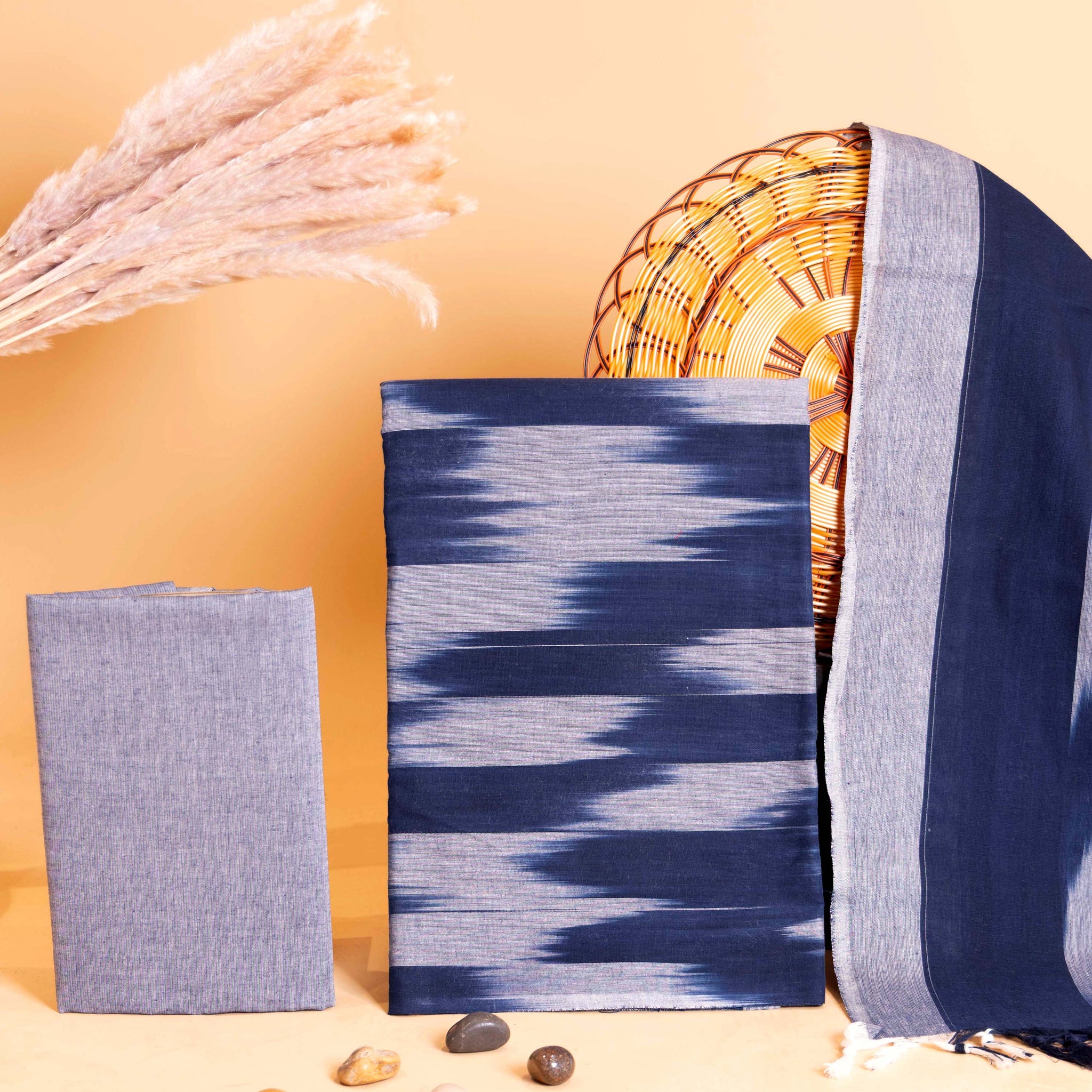 Women's Handloom Ikkat Cotton Unstitched Salwar Suit Material with Dupatta - Multi