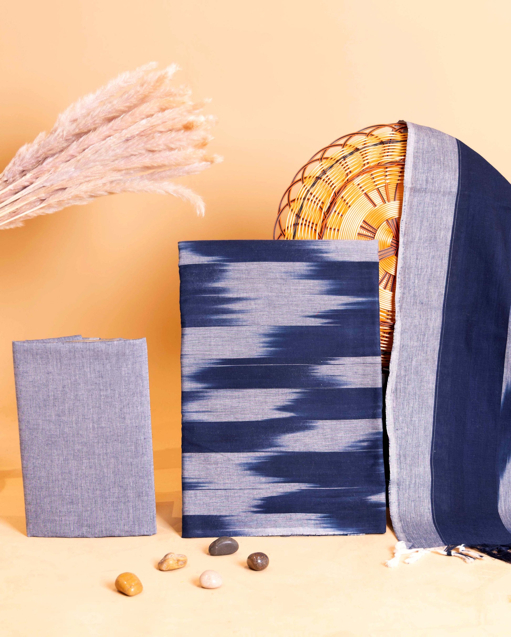 Women's Handloom Ikkat Cotton Unstitched Salwar Suit Material with Dupatta - Multi