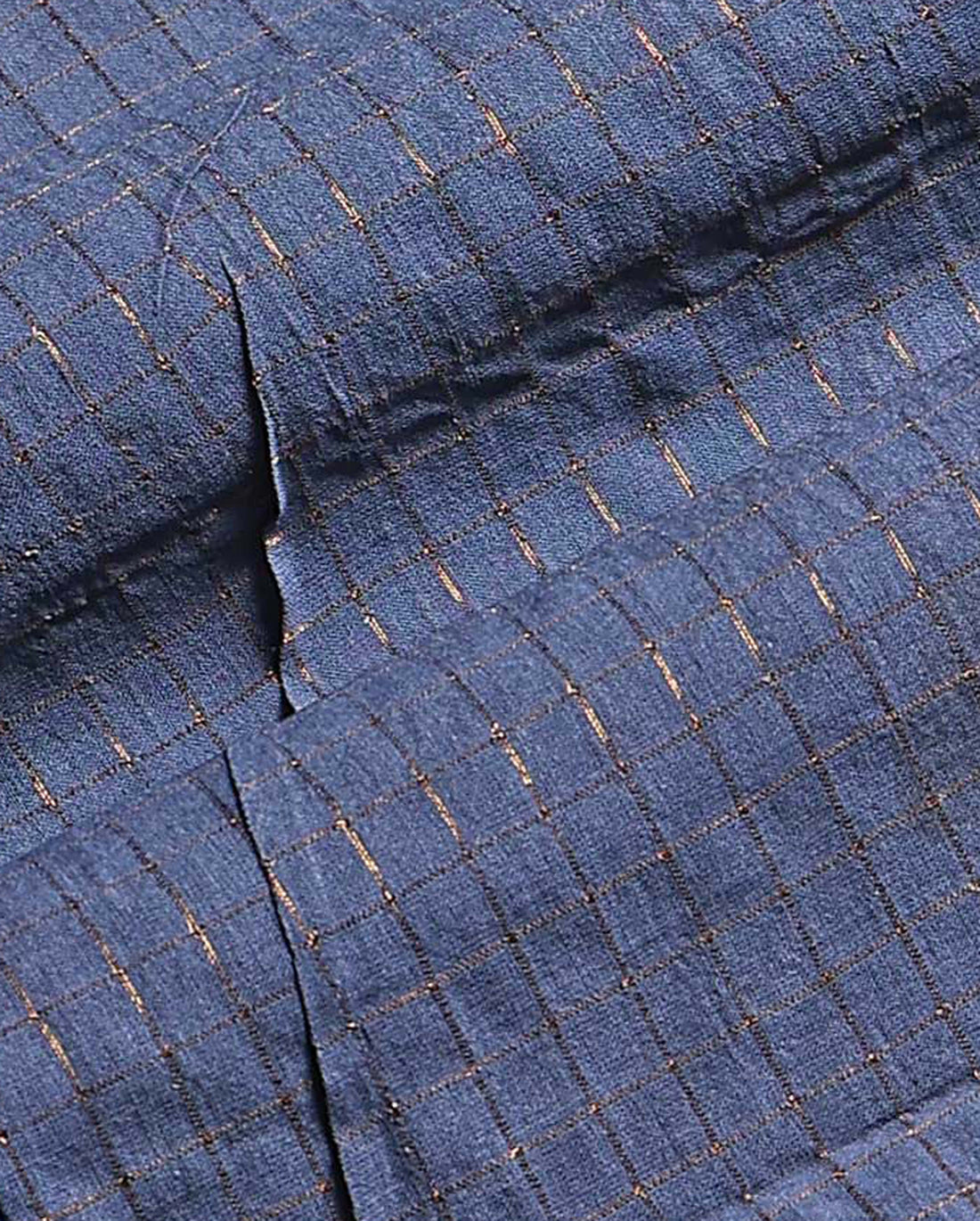 Women's Handloom Sungudi Cotton 1 Meter Blouse Material with Zari Accents - Blue