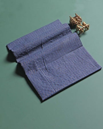 Women's Handloom Sungudi Cotton 1 Meter Blouse Material with Zari Accents - Blue