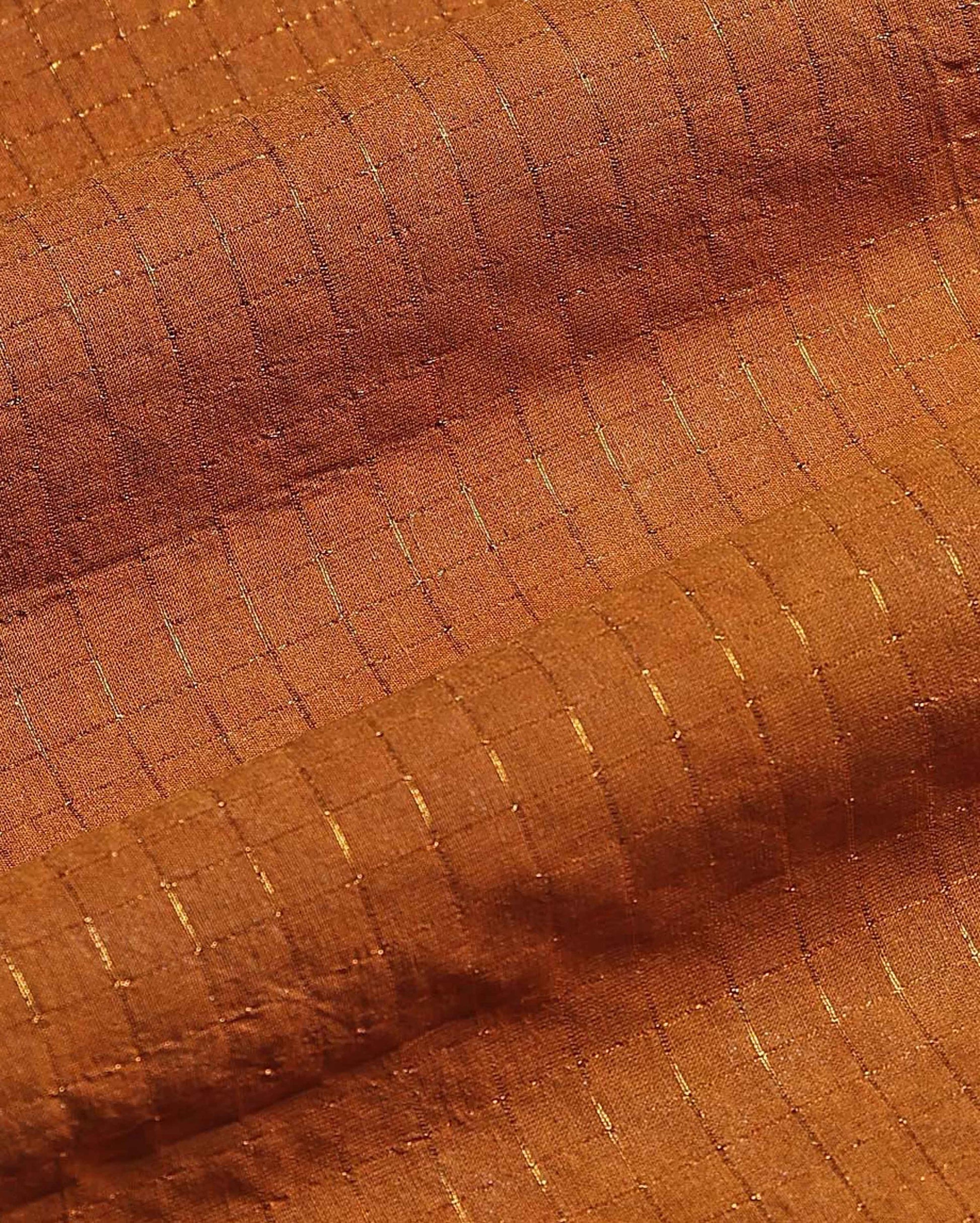 Women's Handloom Sungudi Cotton 1 Meter Blouse Material with Zari Accents - Brown