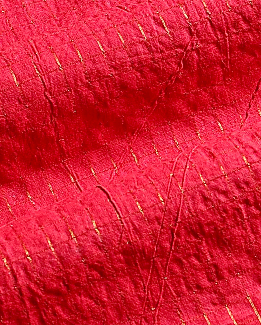 Women's Handloom Sungudi Cotton 1 Meter Blouse Material with Zari Accents - Red