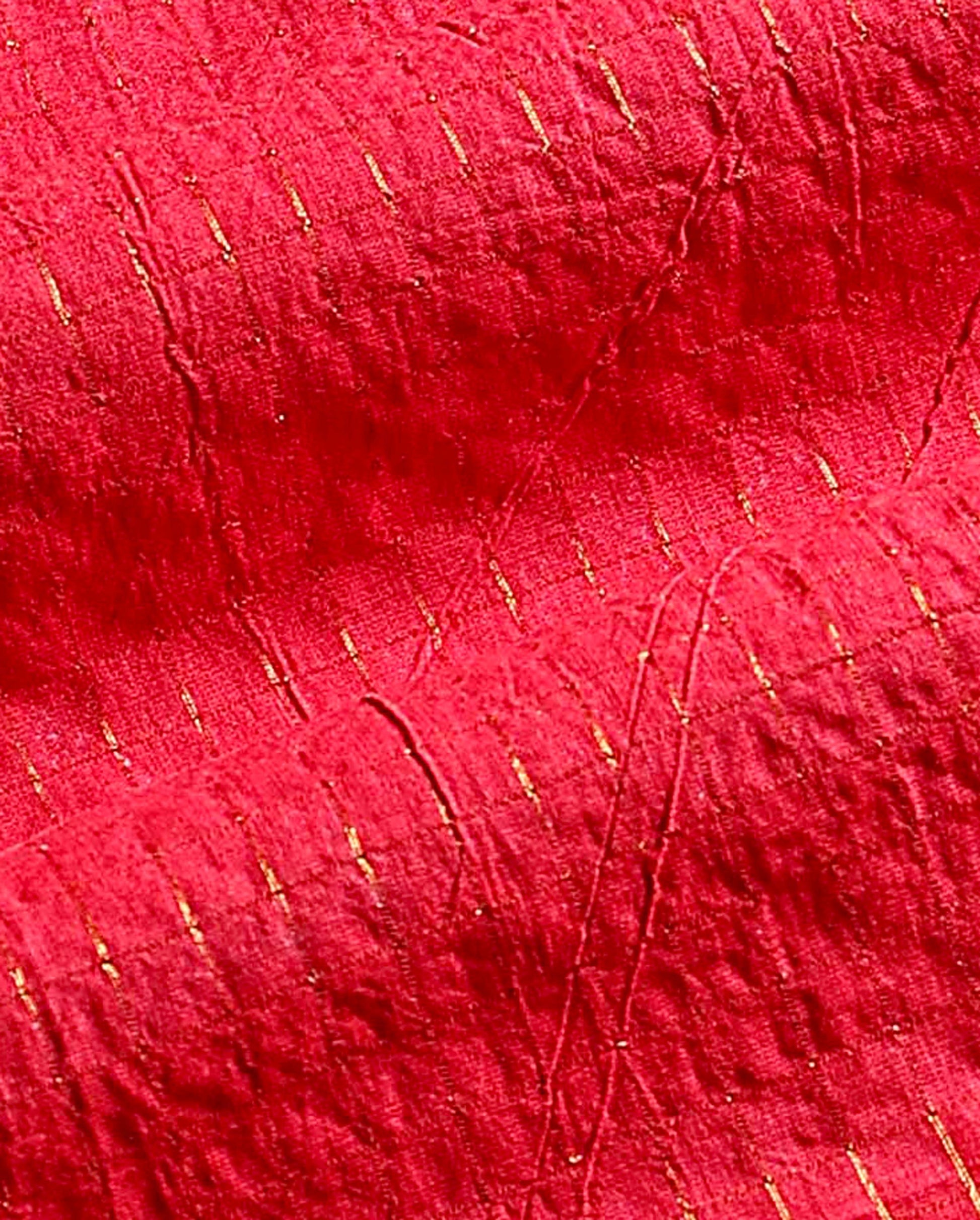 Women's Handloom Sungudi Cotton 1 Meter Blouse Material with Zari Accents - Red