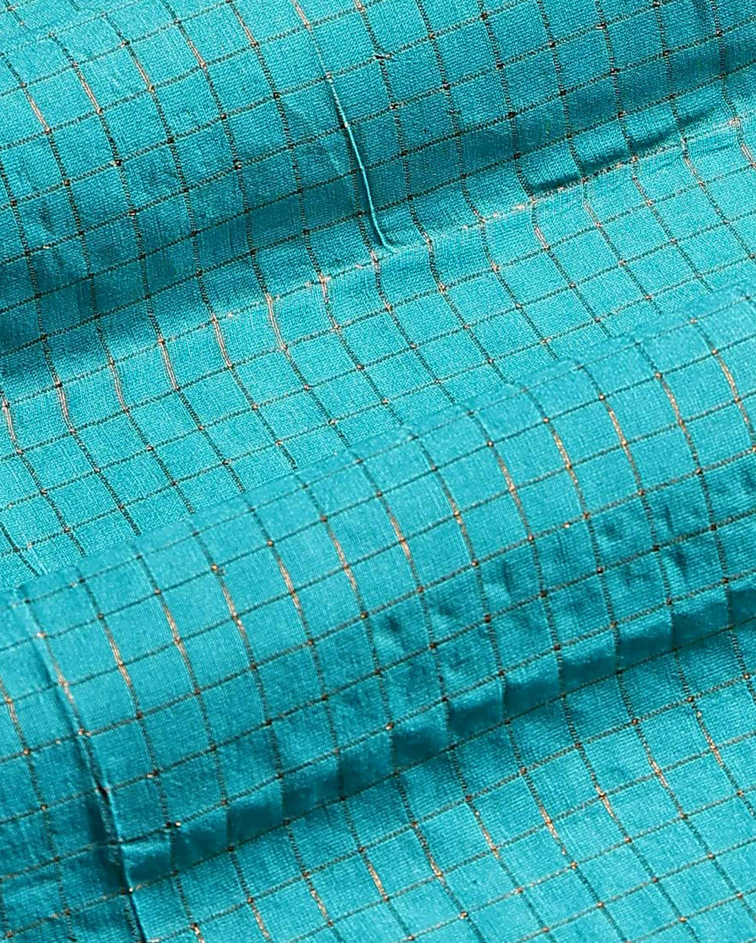 Women's Handloom Sungudi Cotton 1 Meter Blouse Material with Zari Accents - Sky Blue