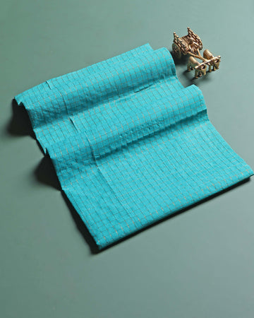 Women's Handloom Sungudi Cotton 1 Meter Blouse Material with Zari Accents - Sky Blue