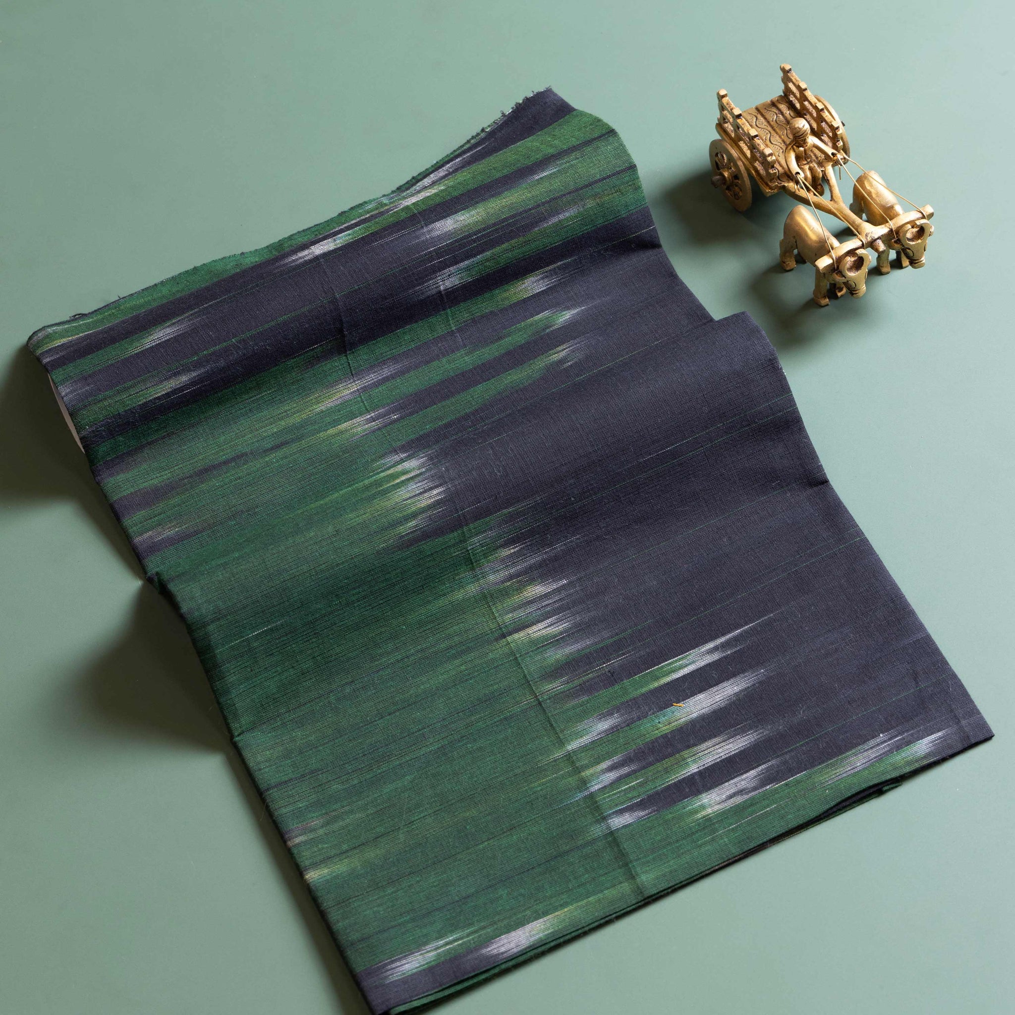 Women's Handloom Woven Ikkat Blouse Material - Green