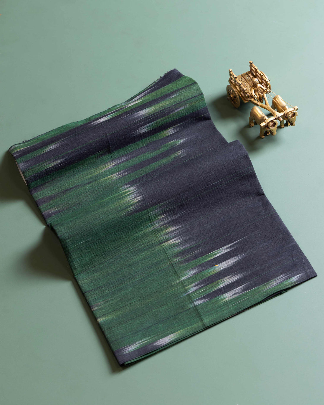 Women's Handloom Woven Ikkat Blouse Material - Green