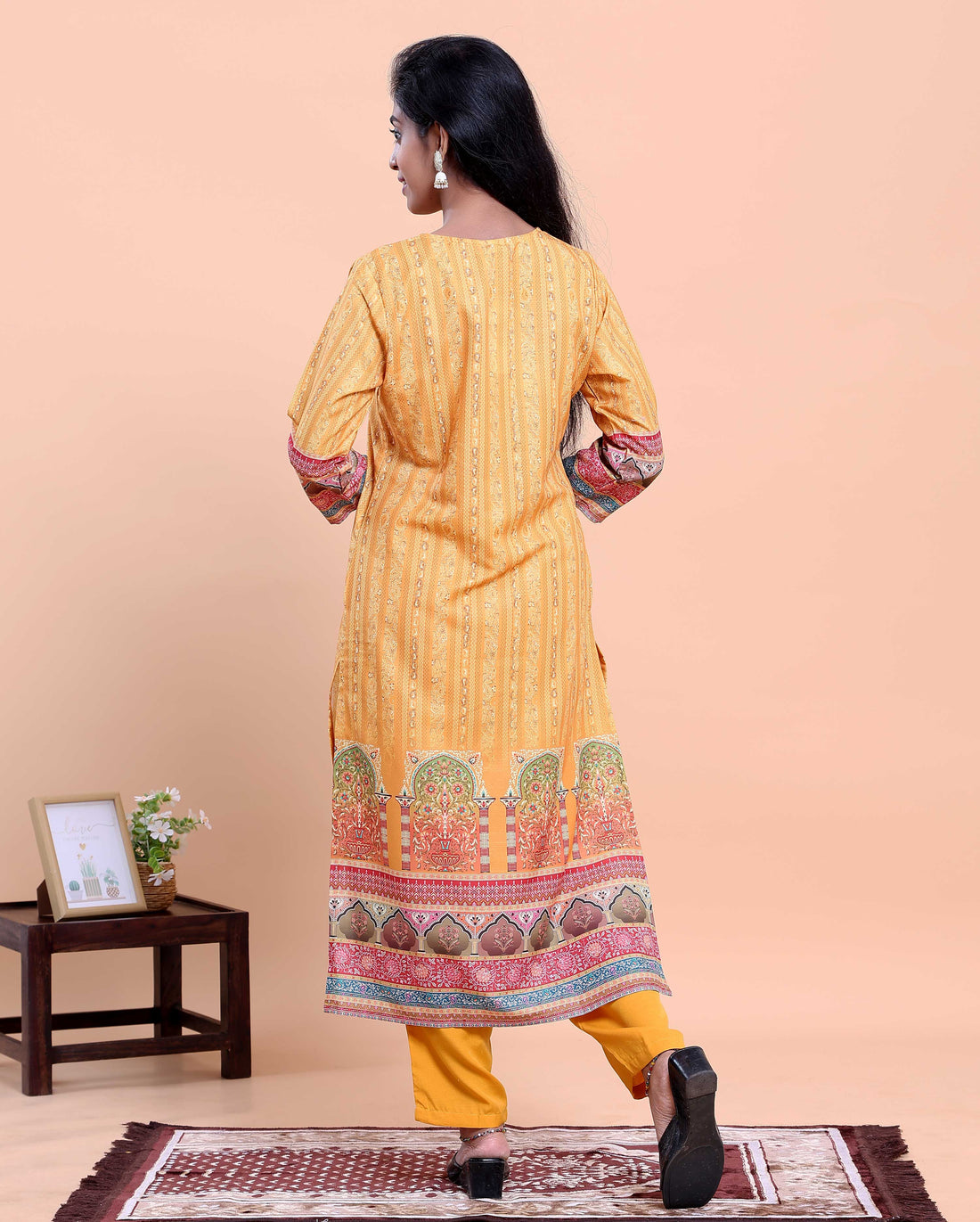 Elegant Women's Printed Straight Salwar Suit Set with Dupatta - Yellow