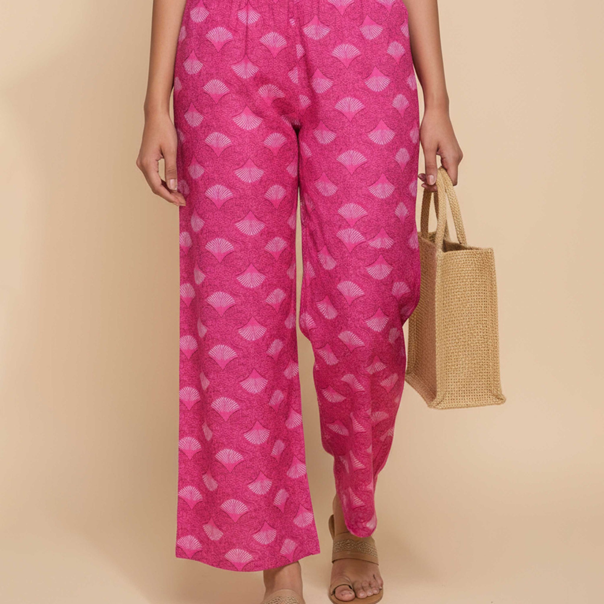 Women's Printed Wide-Leg Palazzo Pant with Elasticated Waistband 