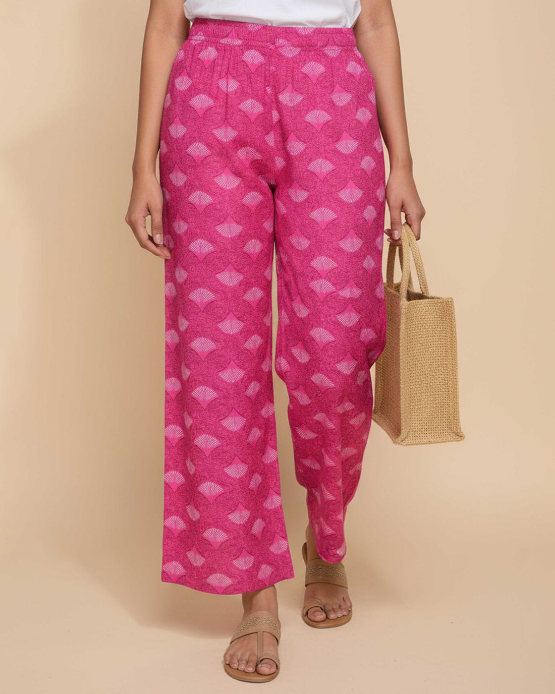 Women's Printed Wide-Leg Palazzo Pant with Elasticated Waistband 