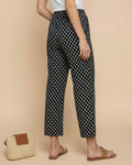 Women's Printed Wide-Leg Palazzo Pant with Elasticated Waistband -Black-SIDE