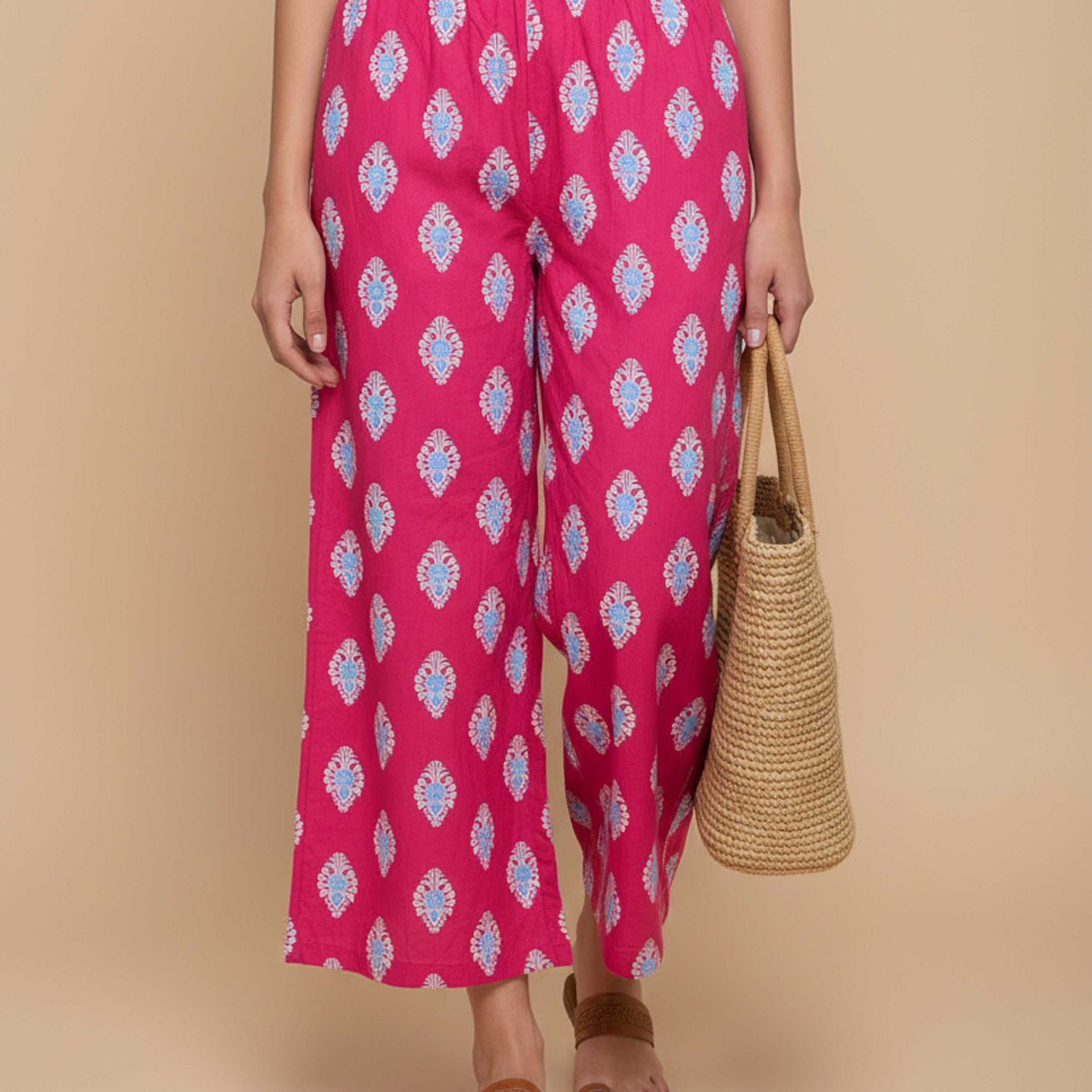 Women_s_Printed_Wide-Leg_Palazzo_Pant_with_Elasticated_Waistband_-Pink-Front
