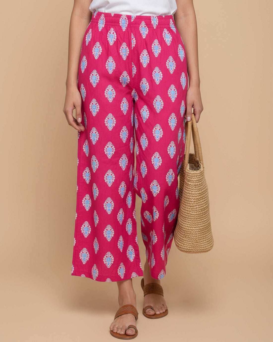 Women_s_Printed_Wide-Leg_Palazzo_Pant_with_Elasticated_Waistband_-Pink-Front