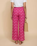 Women's Printed Wide-Leg Palazzo Pant with Elasticated Waistband -Pink-Image