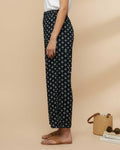 Women's Printed Wide-Leg Palazzo Pant with Elasticated Waistband - Black-Side