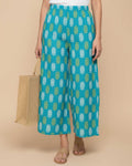 Women's Printed Wide-Leg Palazzo Pant with Elasticated Waistband - Blue - main - 