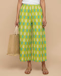Women's Printed Wide-Leg Palazzo Pant with Elasticated Waistband - Green-Printed