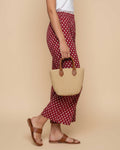 Women's Printed Wide-Leg Palazzo Pant with Elasticated Waistband - Maroon-Side