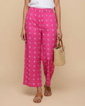 Women's Printed Wide-Leg Palazzo Pant with Elasticated Waistband - Pink