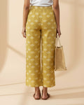 Women's Printed Wide-Leg Palazzo Pant with Elasticated Waistband - Sandal-Back