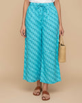 Women's Printed Wide-Leg Palazzo Pant with Elasticated Waistband - Sky Blue