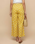 Women's Printed Wide-Leg Palazzo Pant with Elasticated Waistband - Yellow-Back