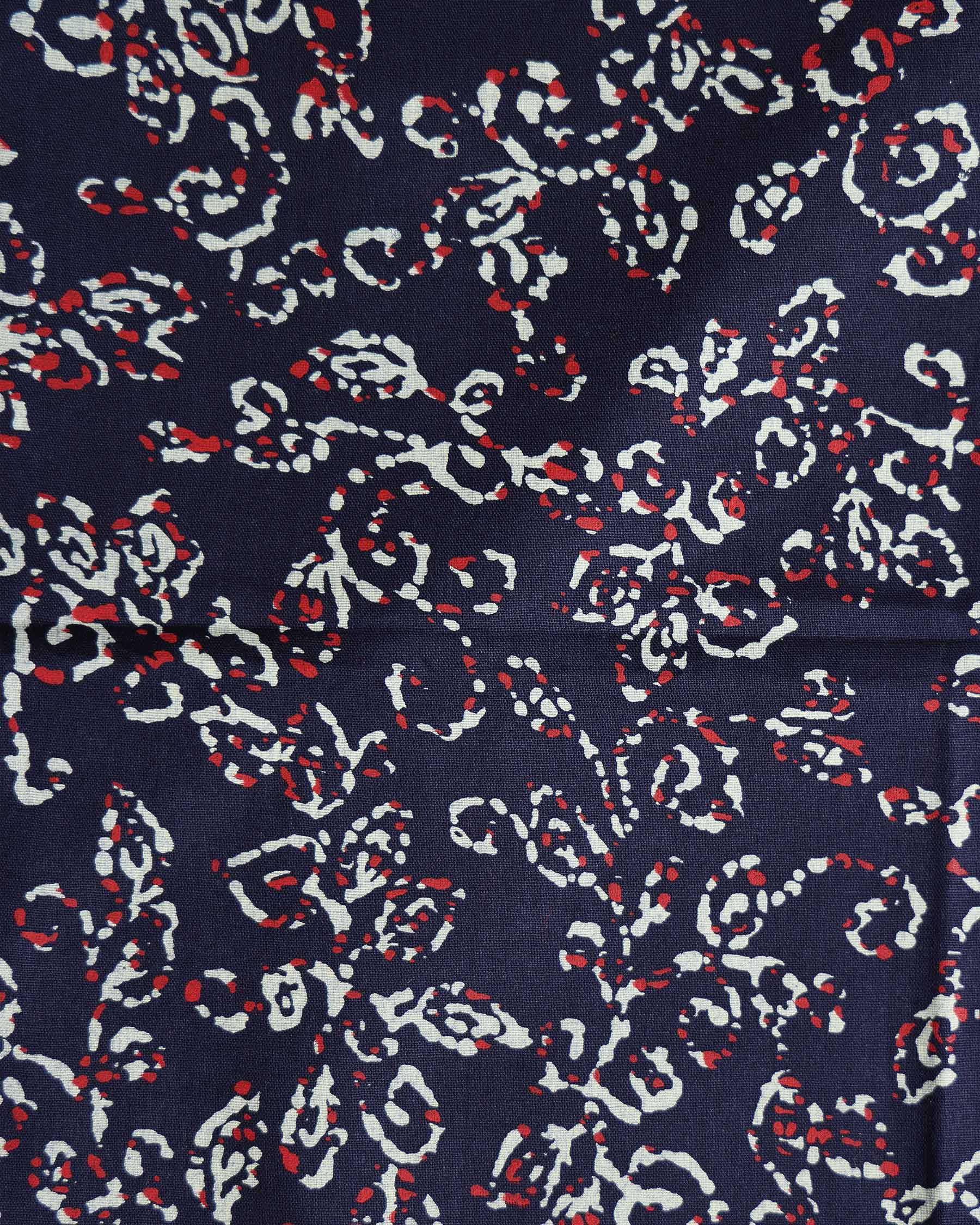 Women's Elegant Printed Women’s Blouse Material with Intricate All Over Pattern - Navy Blue