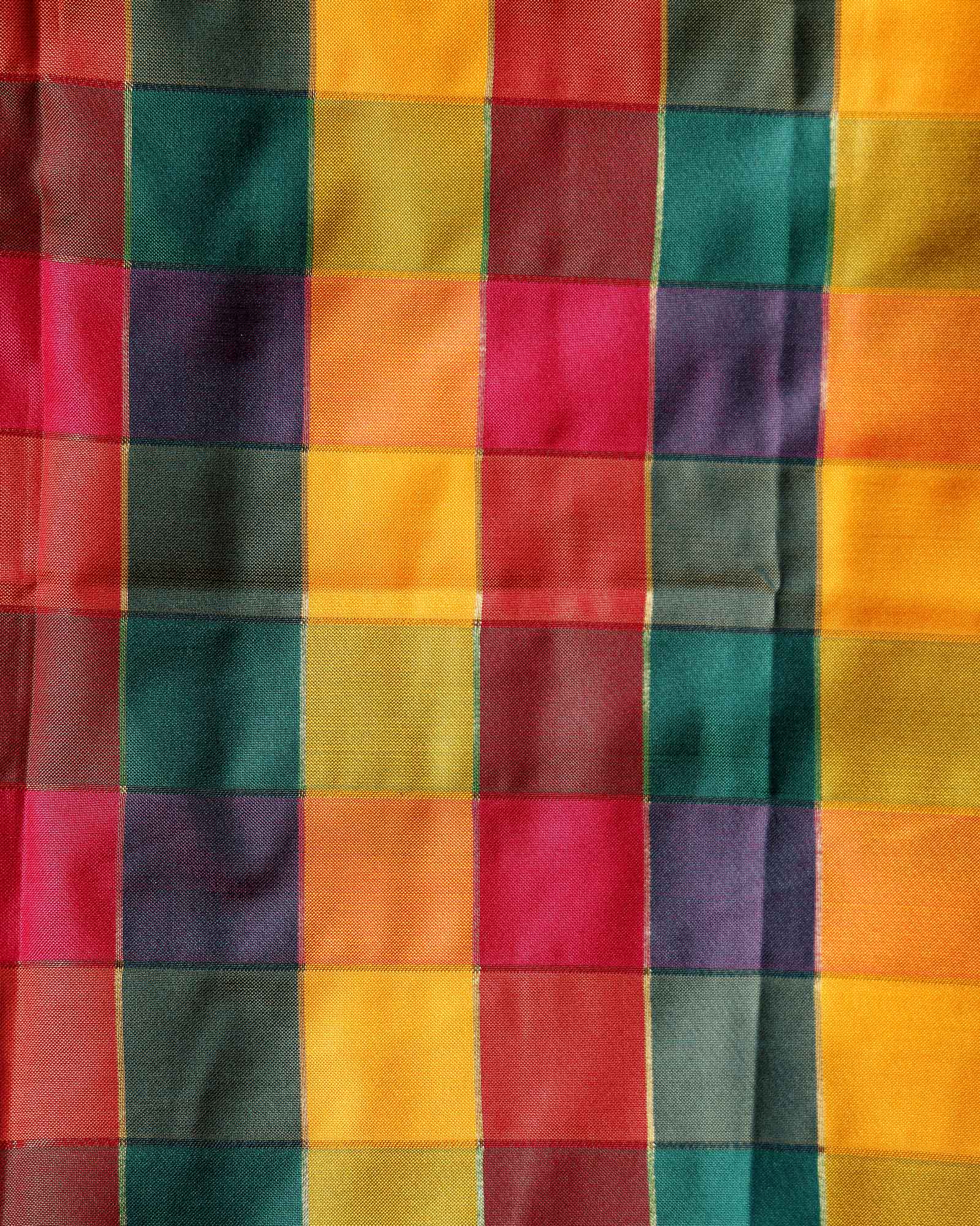 Women's Traditional Checked 1 Meter Blouse Material with Soft Finish - Multi 