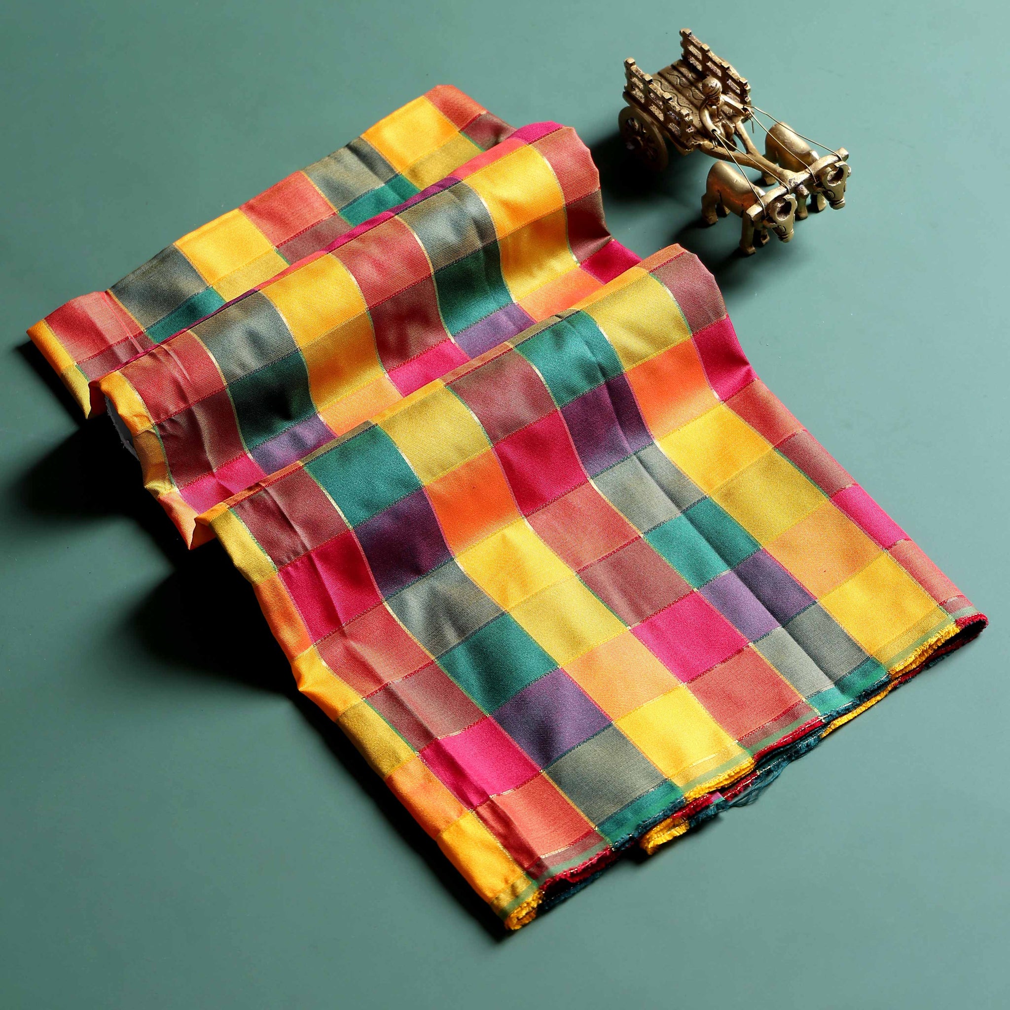 Women's Traditional Checked 1 Meter Blouse Material with Soft Finish - Multi 