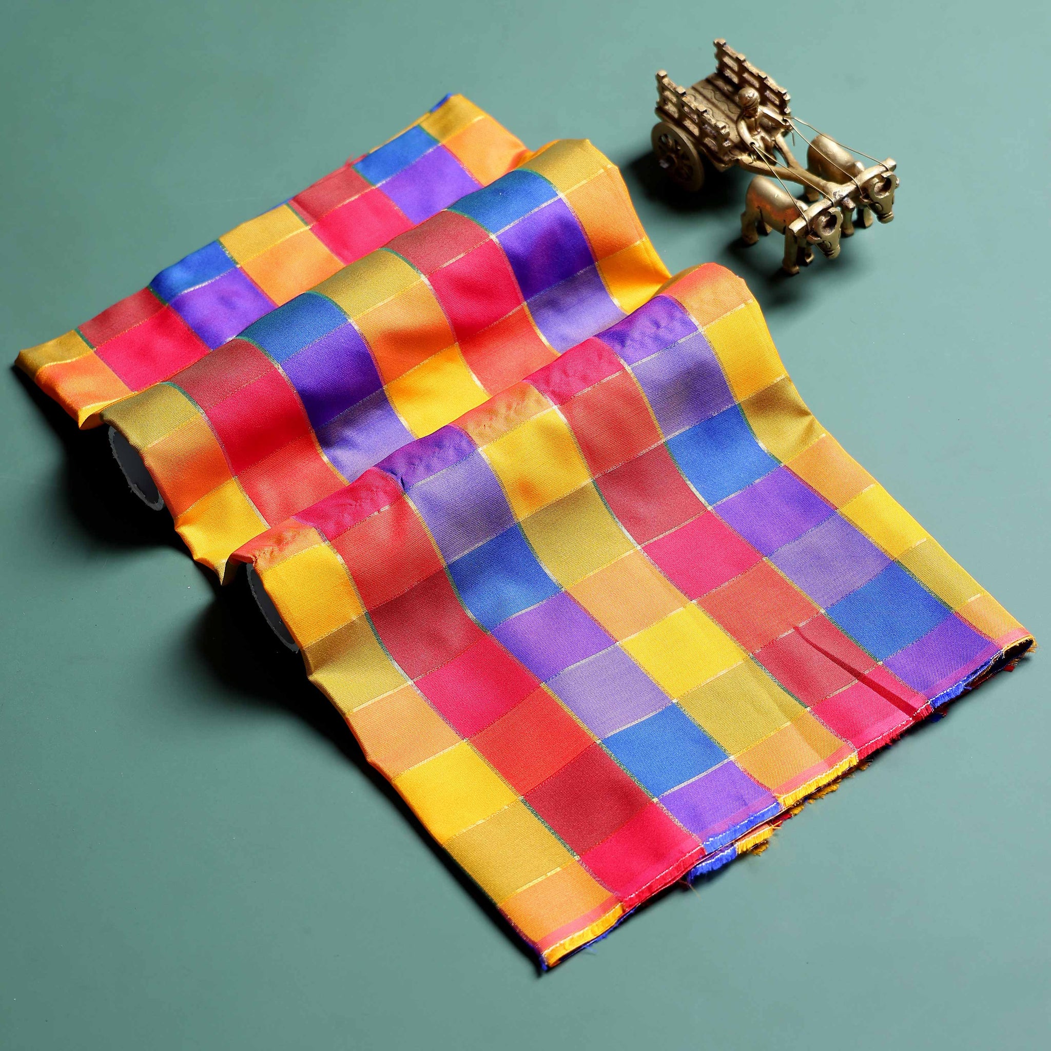 Women's Traditional Checked 1 Meter Blouse Material with Soft Finish - Multi -ONE