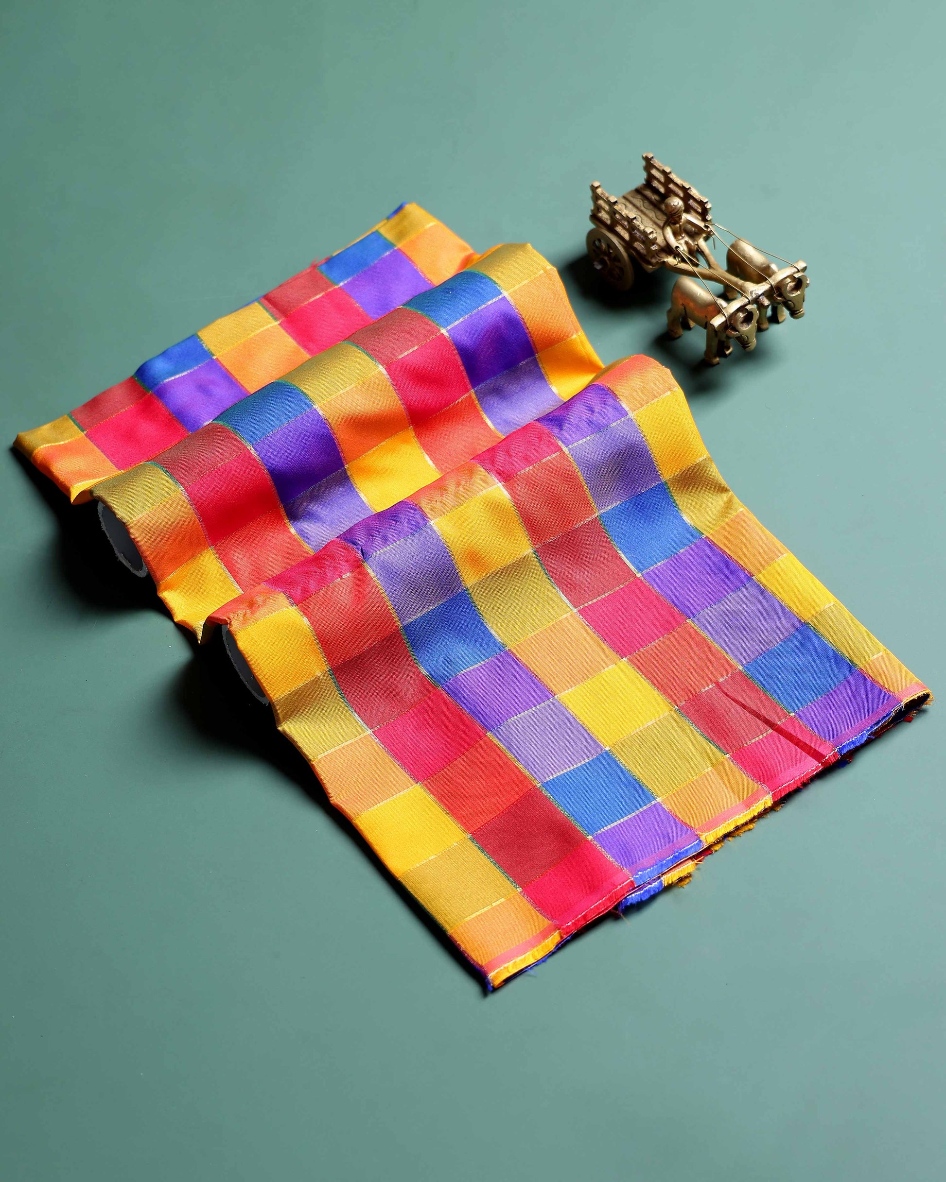 Women's Traditional Checked 1 Meter Blouse Material with Soft Finish - Multi -ONE