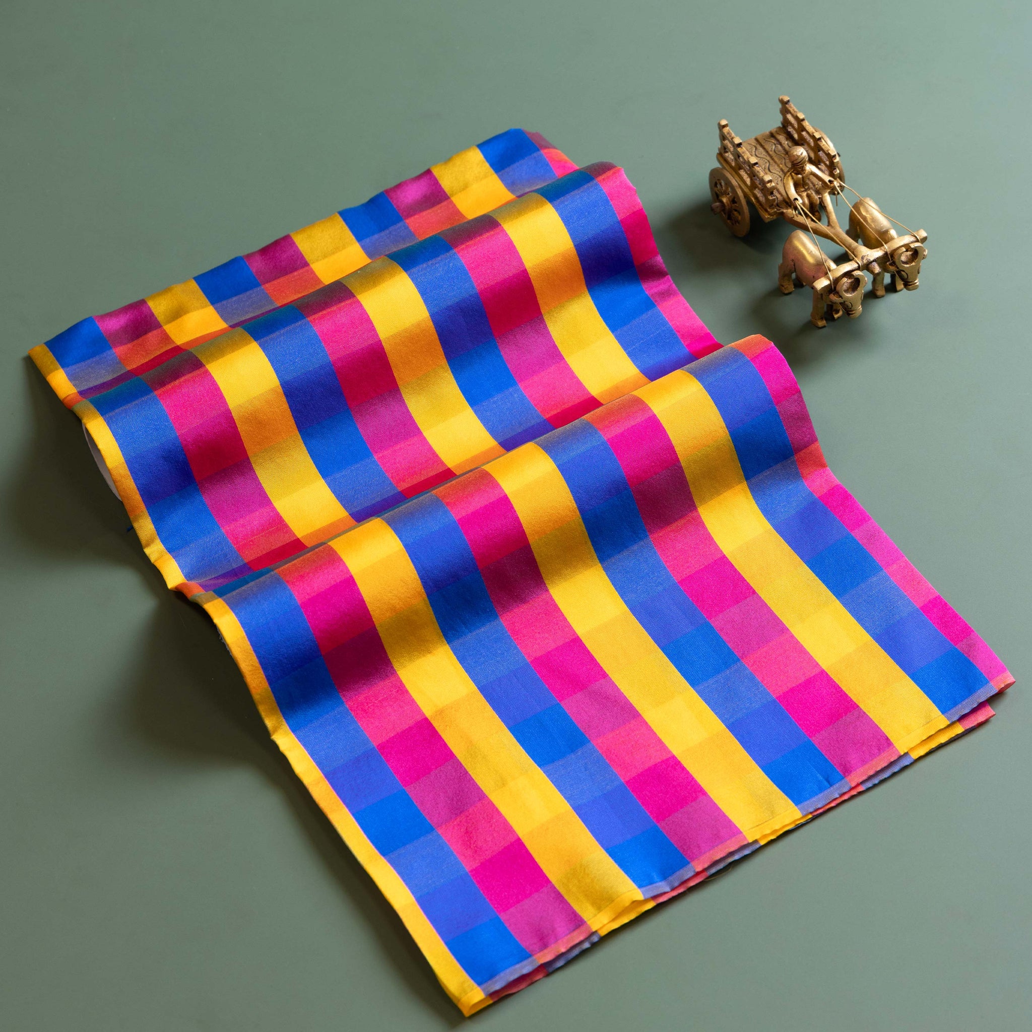 Women's Traditional Checked Blouse Material with Soft Finish - Multi