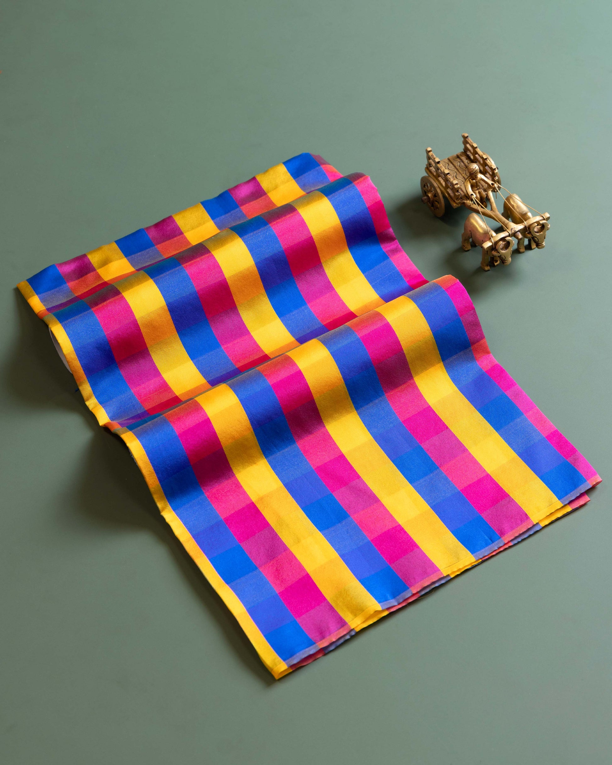 Women's Traditional Checked Blouse Material with Soft Finish - Multi