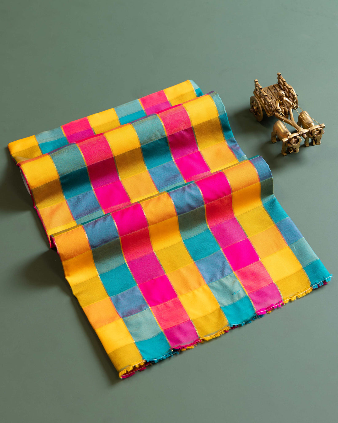 Women's Traditional Checked Blouse Material with Soft Finish - Multi