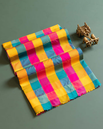 Women's Traditional Checked Blouse Material with Soft Finish - Multi