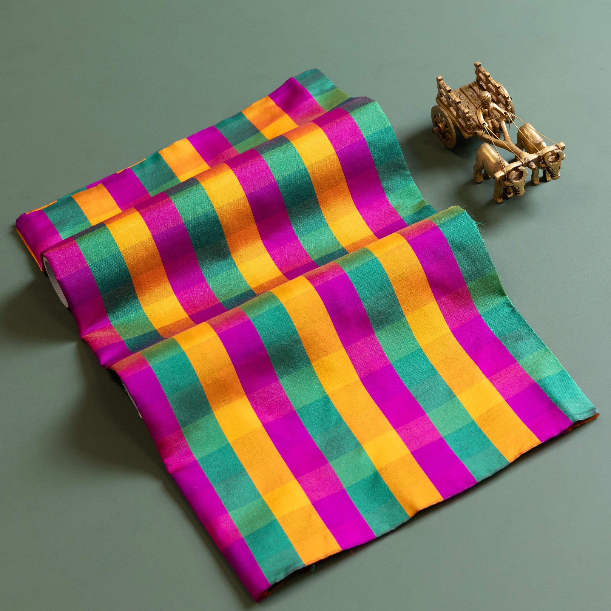 Women's Traditional Checked Blouse Material with Soft Finish - Multi