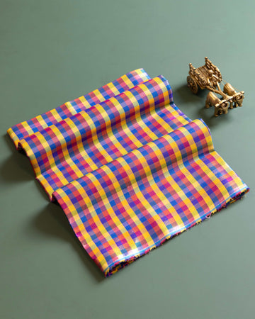 Women's Traditional Checked Blouse Material with Soft Finish - Multi