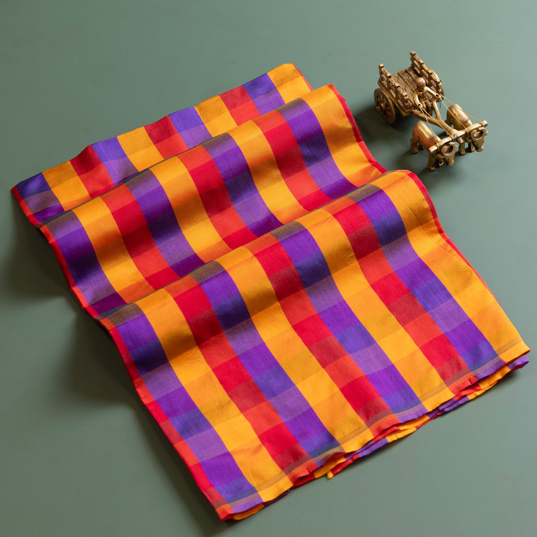 Women's Traditional Checked Blouse Material with Soft Finish - Multi 