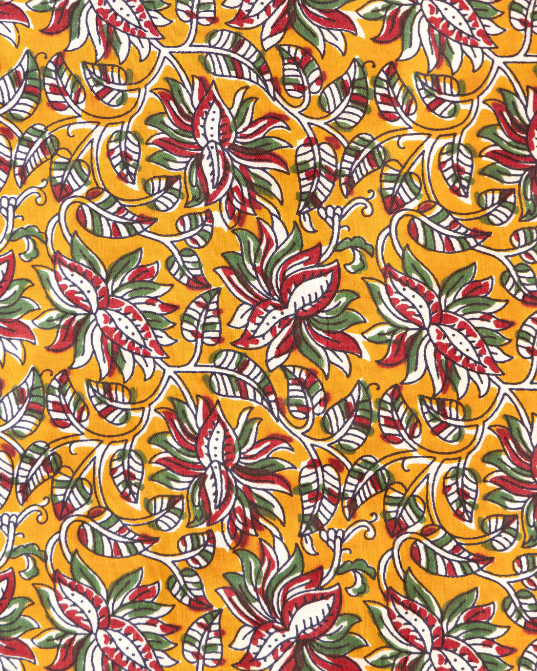 Women's Traditional Floral Motif Cotton Blouse Material - Yellow